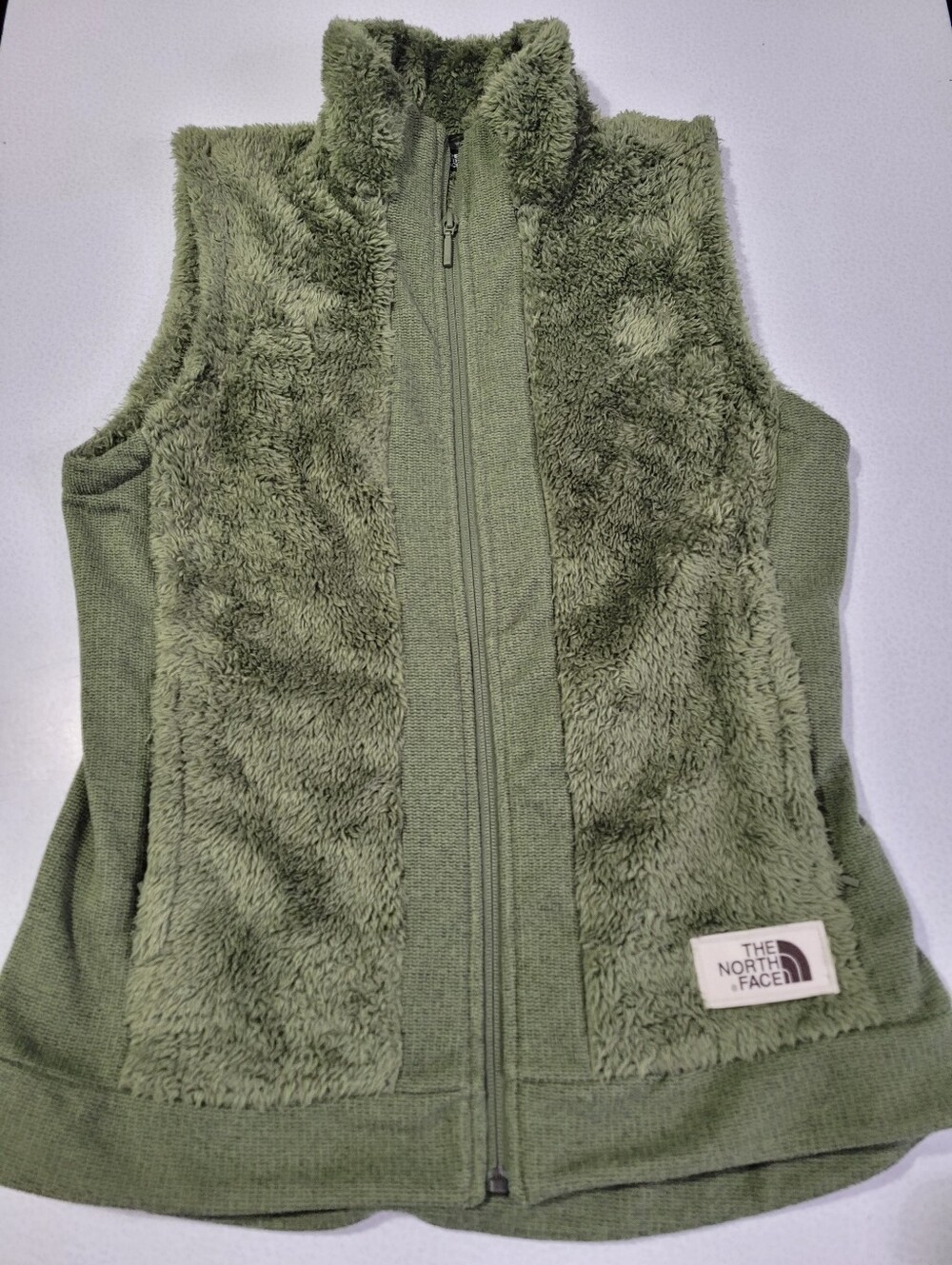 North Face olive green Full Zip Fleece Jacket Vest Women S